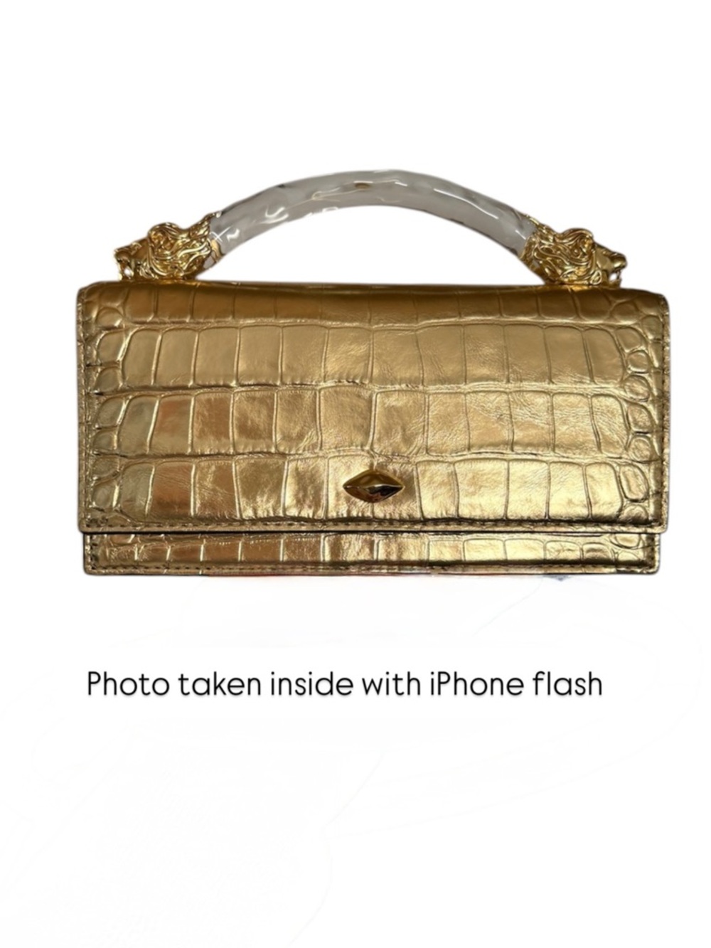 ALEXIS BITTAR Lioness Metallic Croc Embossed Leather Top-Handle Bag - Picture 6 of 12